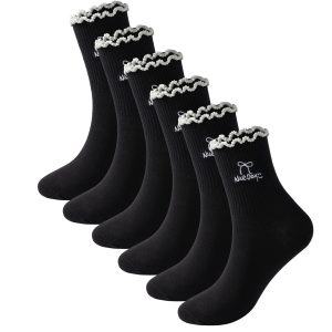 3-Pack Butterfly Ruffle Socks - Black