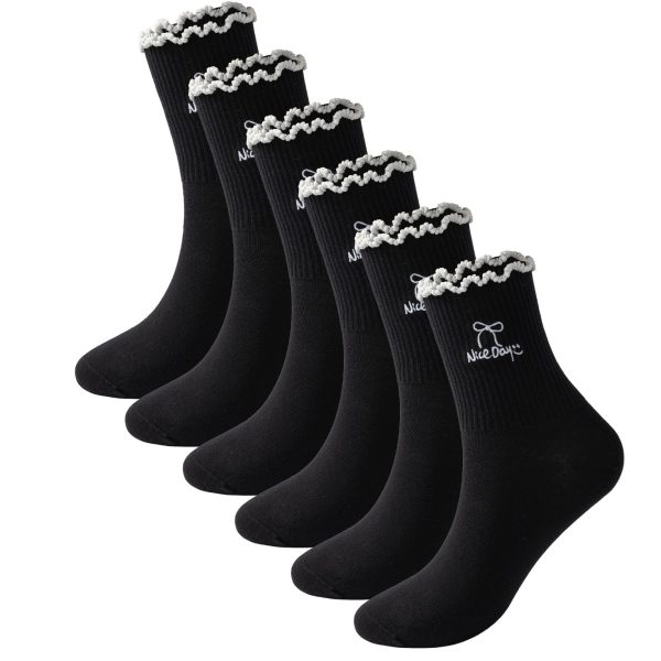 3-Pack Butterfly Ruffle Socks - Black