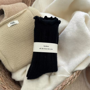 3-Pack Wool Ruffle Socks - Black