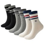 3-Pack Double-Layer Basketball Crew Socks - Black, White & Gray