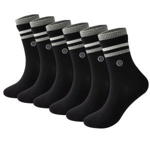 3-Pack Double-Layer Basketball Crew Socks - Black