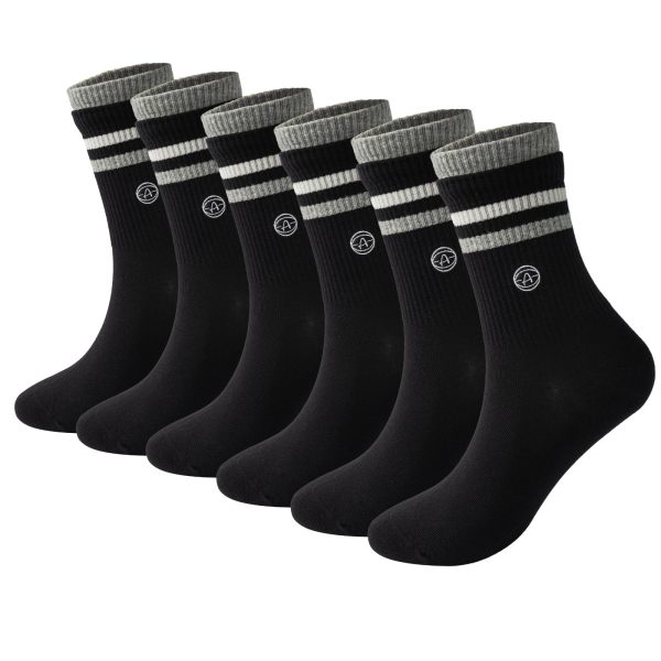 3-Pack Double-Layer Basketball Crew Socks - Black