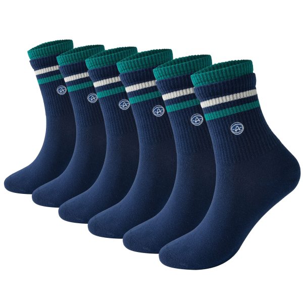 3-Pack Double-Layer Basketball Crew Socks - Blue
