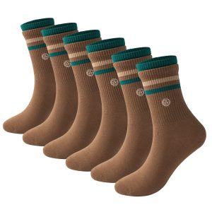 3-Pack Double-Layer Basketball Crew Socks - Brown