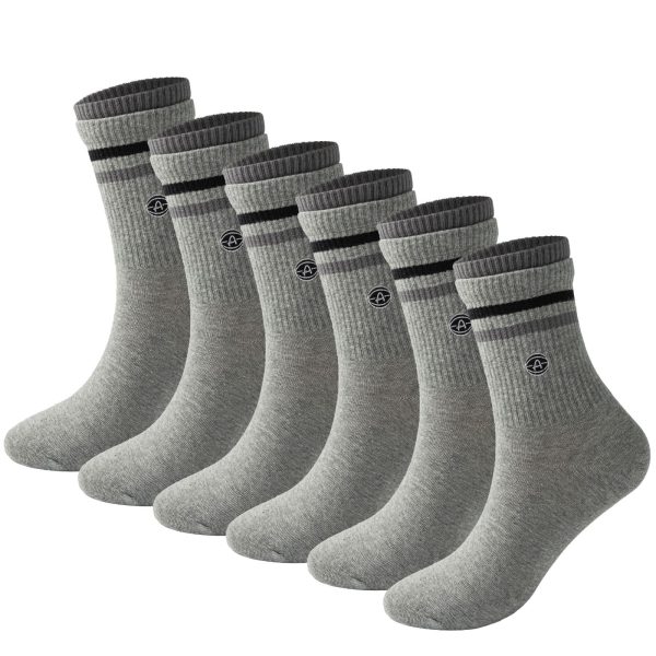 3-Pack Double-Layer Basketball Crew Socks - Gray