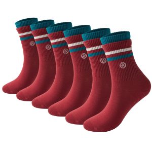 3-Pack Double-Layer Basketball Crew Socks - Red