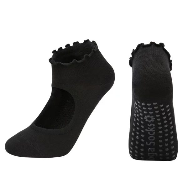 3-Pack Open-Instep Ruffle Yoga Socks - Black