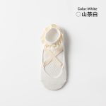 3-Pack Lace-Trim Yoga Socks - White